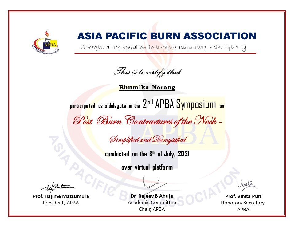 Professional Certification — Dr. Bhumika Narang